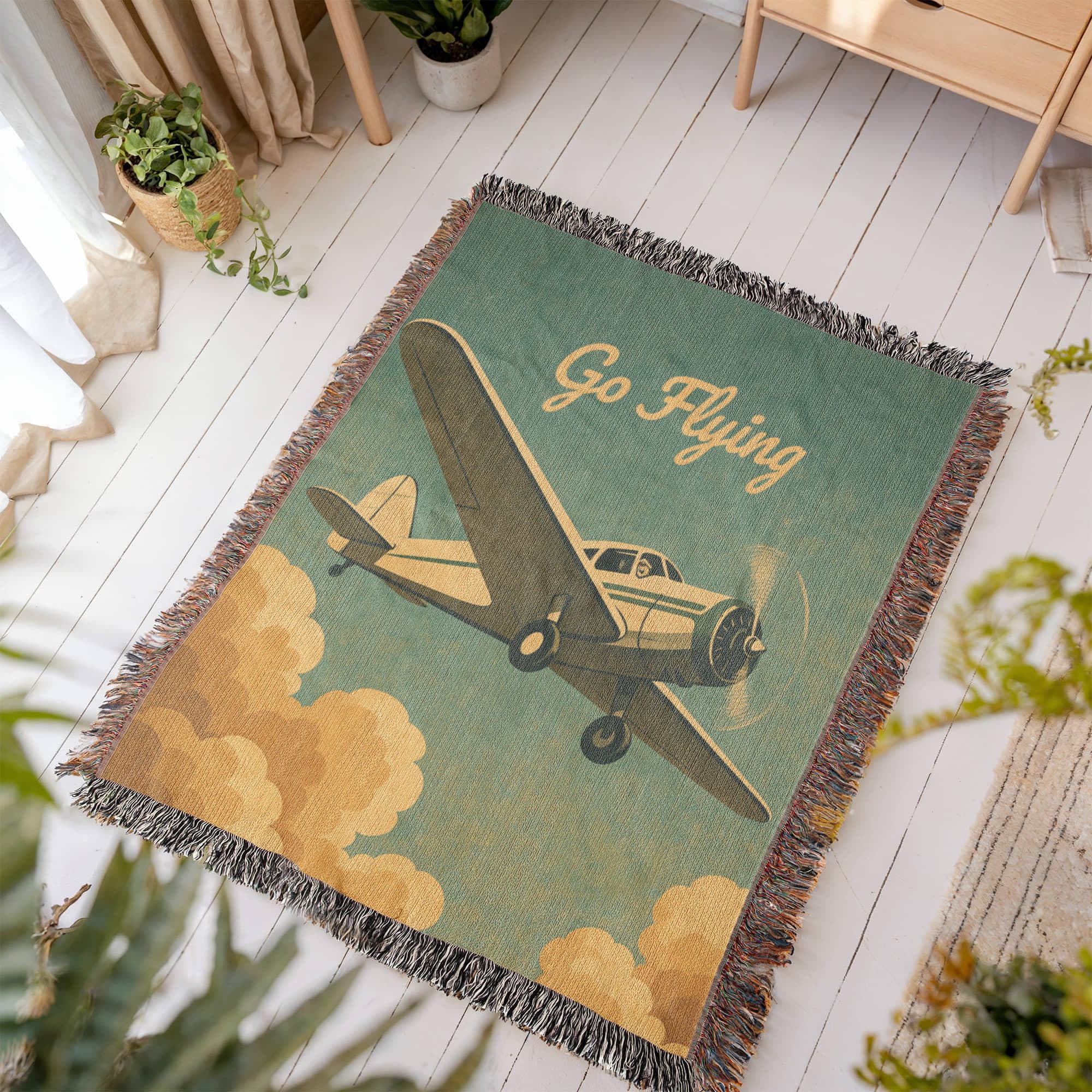 Vintage Go Flying Airplane Blanket – Aero Bravo Zulu